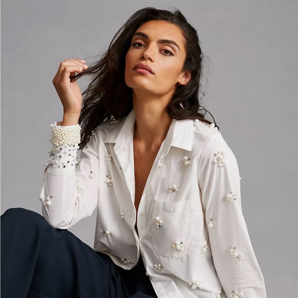 Maeve Pearl-Embellished Shirt